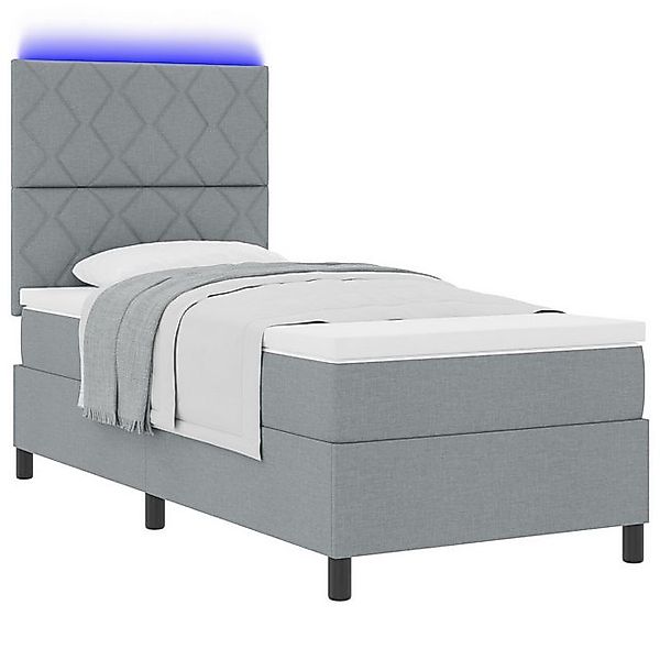 vidaXL Bett Boxspringbett mit Matratze & LED Licht Grau 100x200 cm Stoff (1 günstig online kaufen
