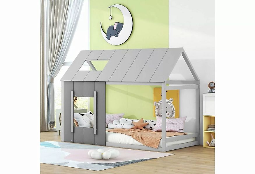 SOFTWEARY Kinderbett Hausbett mit Lattenrost (90x200 cm), Einzelbett mit Ra günstig online kaufen