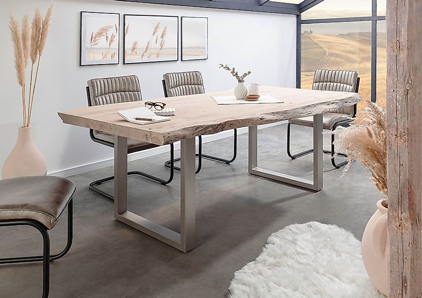 Massivmoebel24 Baumkantentisch FREEFORM (150x100x78 Akazie, Esstisch günstig online kaufen