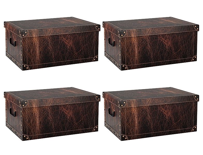 Home4You Aufbewahrungsbox Aufbewahrungsboxen 4er Set, Braun, günstig online kaufen