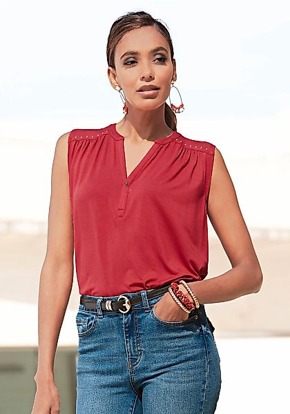 LASCANA Tanktop mit silberfarbenen Nietendetails, lockeres günstig online kaufen