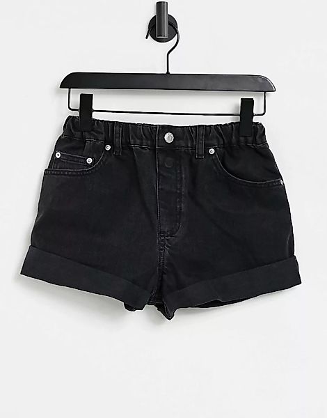 ASOS DESIGN – Original – Mom-Shorts aus Denim in verwaschenem Schwarz mit h günstig online kaufen