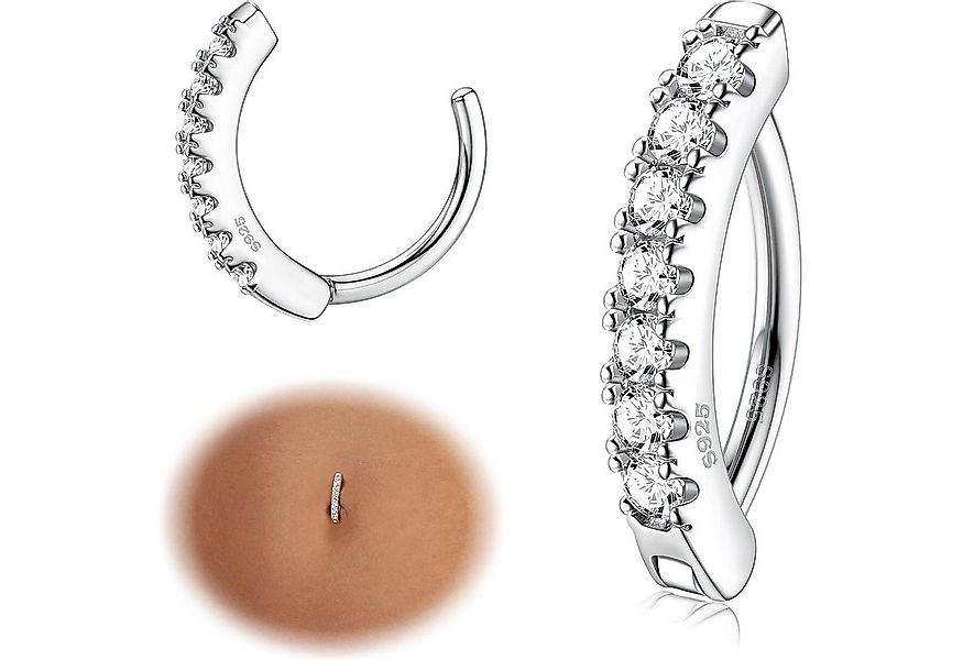 Krfy Bauchnabelpiercing Bauchnabelpiercing Ring Silber 925 CZ Paved Reverse günstig online kaufen