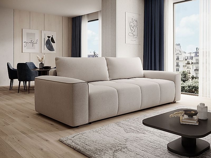 4-Sitzer-Schlafsofa aus beige texturiertem Stoff MINTURNO günstig online kaufen