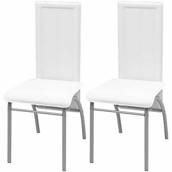 Esszimmerstühle 2 Stk. Weiß Kunstleder günstig online kaufen