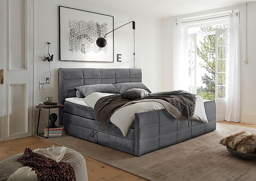 ED EXCITING DESIGN Boxspringbett "Bolivia", harte Seite mit Kokosmatte, wei günstig online kaufen
