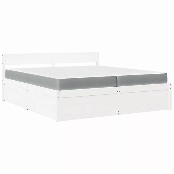 vidaXL Bett Bett mit Schubladen und Matratze Weiß 200x200 cm Massivholz günstig online kaufen