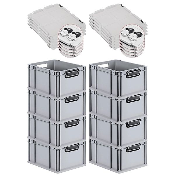 PROREGAL SuperSparSet 8x Eurobox Nextgen Color Mit Scharnierdeckel HxBxT 22 günstig online kaufen