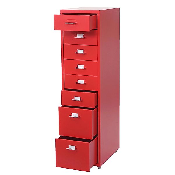 PROREGAL Rollcontainer Housten 110x28x41cm 8 Schubladen Rot günstig online kaufen