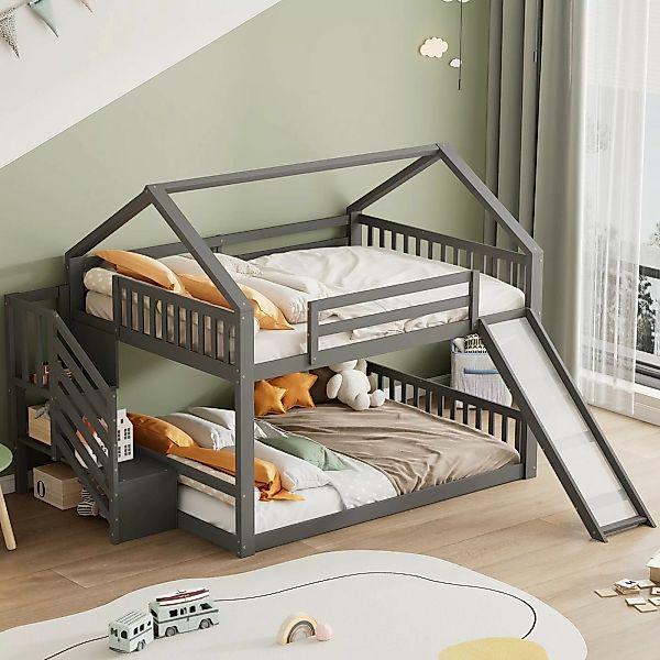 SOFTWEARY Etagenbett mit 2 Schlafgelegenheiten und Lattenrost (140x200 cm), günstig online kaufen
