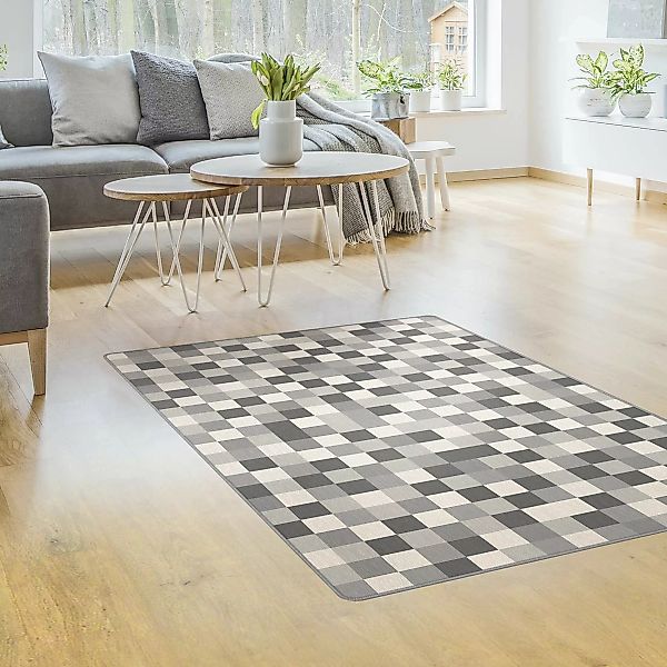 Teppich Geometrisches Muster Mosaik Grau günstig online kaufen