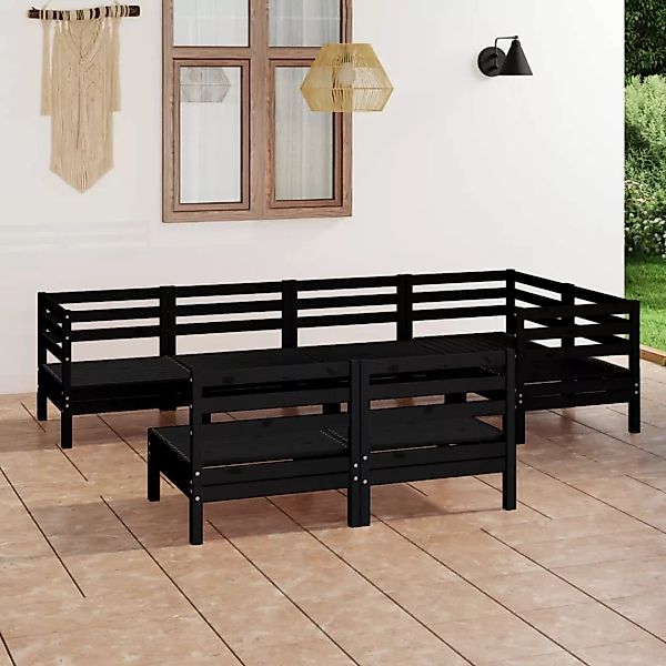 7-tlg. Garten-lounge-set Massivholz Kiefer Schwarz günstig online kaufen