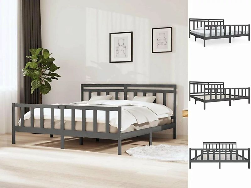 vidaXL Bettgestell Massivholzbett Grau 200x200 cm Doppelbett Bett Bettrahme günstig online kaufen