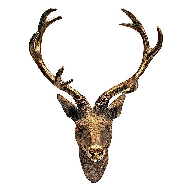 Mojawo XL Hirschgeweih Hirschkopf Geweih 10 Ender Bronze Optik 30x18x40cm F günstig online kaufen