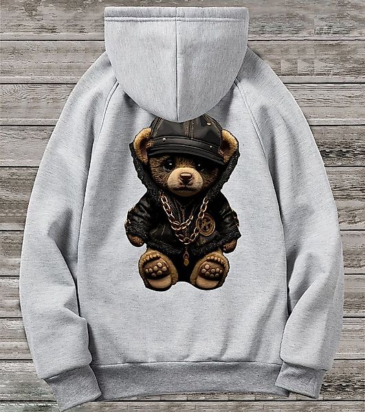RMK Hoodie Herren Kapuzenpullover Longsleeve mit Gangster Bär Teddybär mit günstig online kaufen