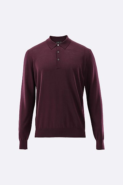 Poloshirt mit Langarm gestrickt aus Merinowolle günstig online kaufen