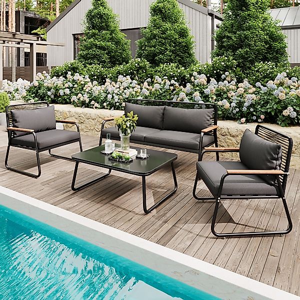Flieks Gartenlounge-Set, 4-Sitzer Gartenmöbel Balkonset mit günstig online kaufen