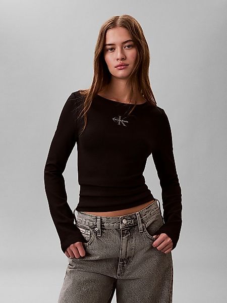 Calvin Klein Jeans Langarmshirt Figurbetonte Passform mit Rundhalsausschnit günstig online kaufen