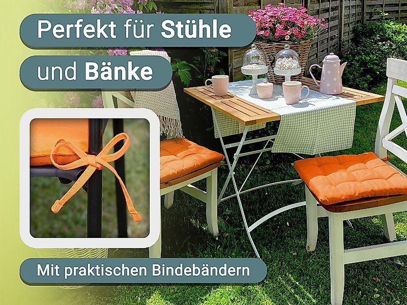 ZOLLNER Stuhlkissen, 40 x 40 x 3 cm, mit Bindebänder, für Indoor und Outdoo günstig online kaufen