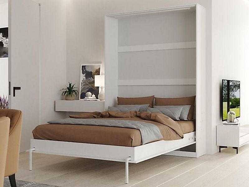 HeimLiving Schrankbett Classico 100/140/160x200 cm Vertikal Weiß mit Gasdru günstig online kaufen