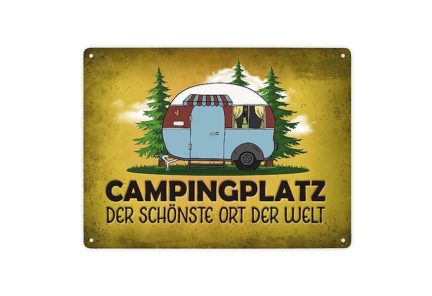 speecheese Metallschild Campingplatz Metallschild XXL mit Wohnwagen Motiv S günstig online kaufen