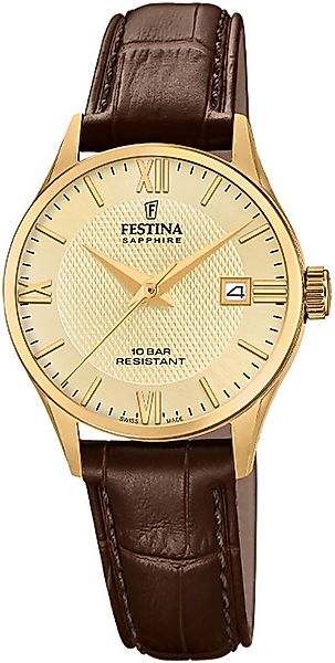 Festina Quarzuhr F20011/6, Armbanduhr, Damenuhr, Swiss Made, Lederarmband, günstig online kaufen