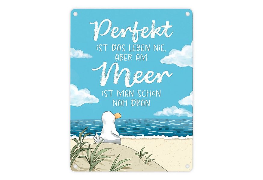 speecheese Metallschild Möwe am Strand Metallschild in 15x20 cm mit Spruch günstig online kaufen