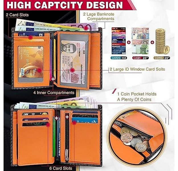 TEEHON Geldbörse Herren Geldbörse aus Karbonfaser-Leder mit RFID-Blocker (2 günstig online kaufen