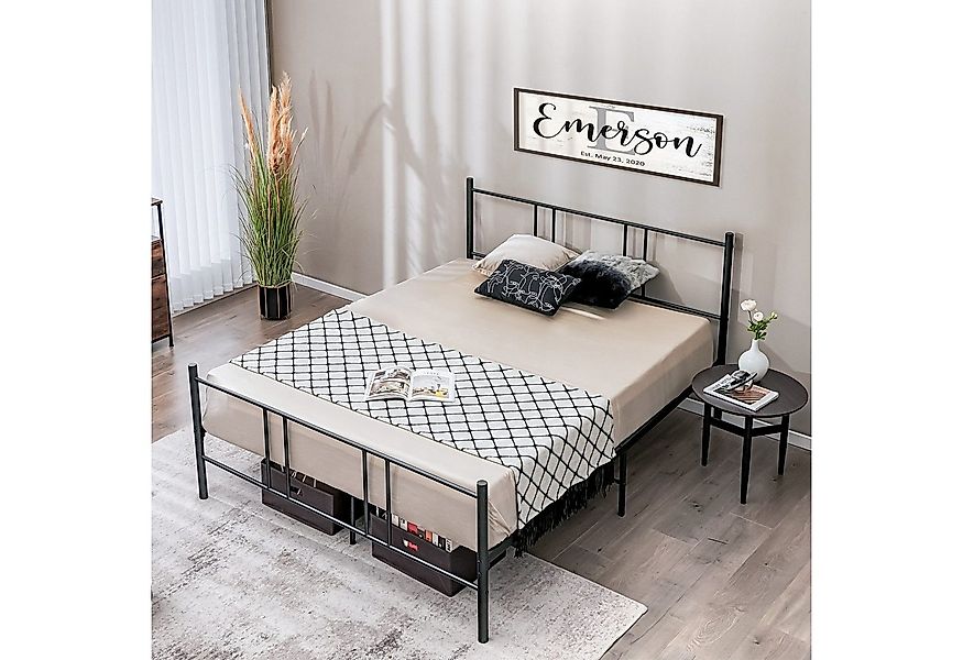 COSTWAY Bettgestell, 160x200cm, Metall, mit Lattenrost, günstig online kaufen