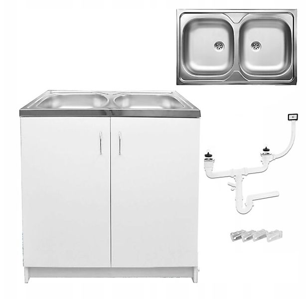 STAMAR Spülenschrank Küchenschrank 80cm Weiß Spüle günstig online kaufen