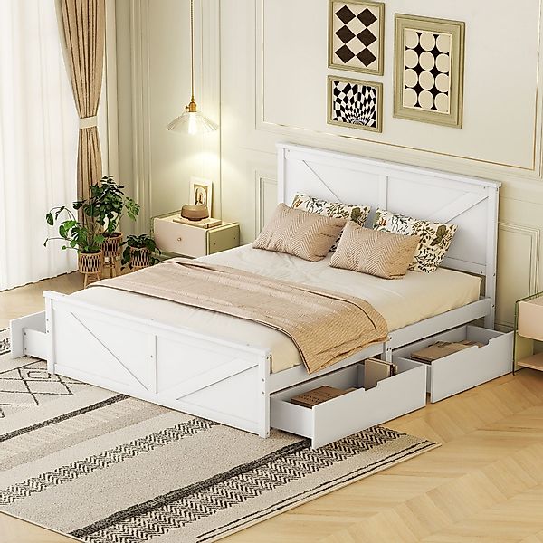 STILVORA Funktionsbett 160×200 mit Schubladen,Holzbett Jugendbett günstig online kaufen