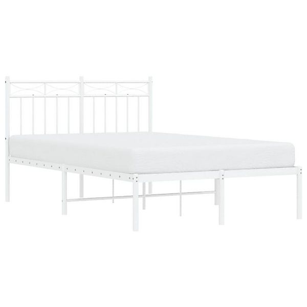 vidaXL Bettgestell, Bettrahmen mit Kopfteil Metall Weiß 120x200 cm günstig online kaufen