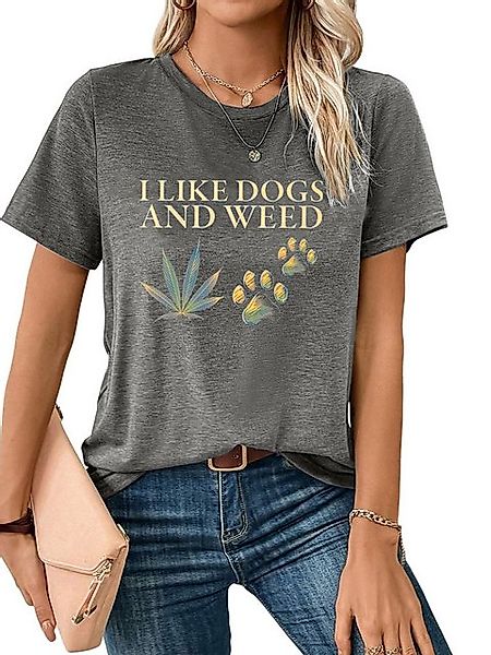 PYL Kurzarmshirt Damen T-shirt Sommer Niedliches Muster Print Kurzarmshirt günstig online kaufen