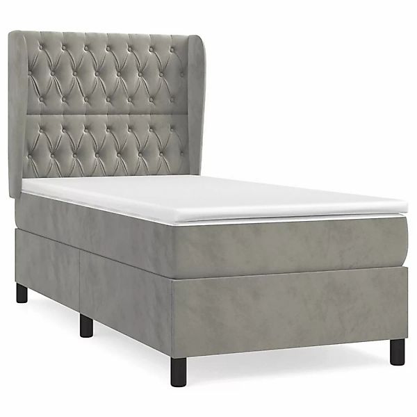 vidaXL Boxspringbett mit Matratze Hellgrau 90x200 cm Samt1387666 günstig online kaufen