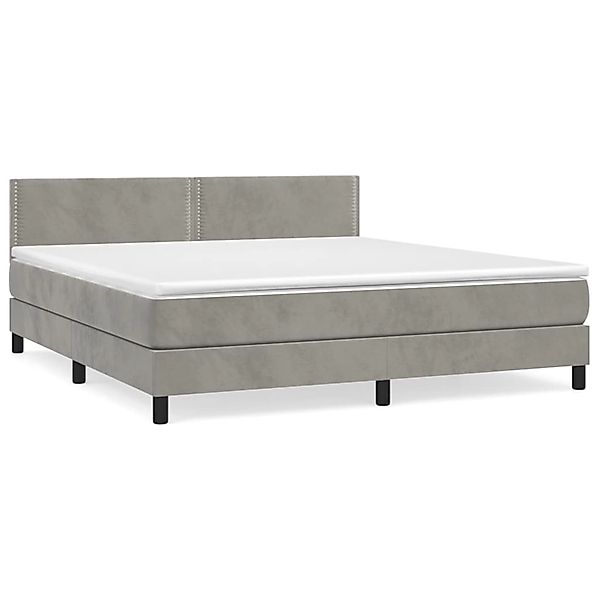 Vidaxl Boxspringbett Mit Matratze Hellgrau 160x200 Cm Samt günstig online kaufen