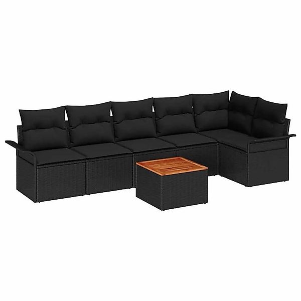 vidaXL Gartensofa-Set mit Speicher 7 Stk Schwarz Poly-Rattan 3356007 günstig online kaufen