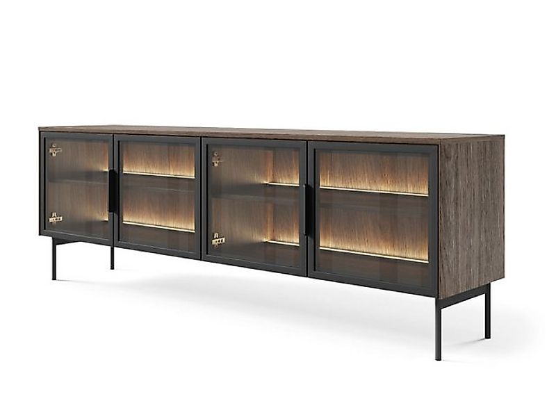 Compleo TV-Schrank mit 4 Türen, Elegant design, Glasstüren, Lowboard,Fernse günstig online kaufen