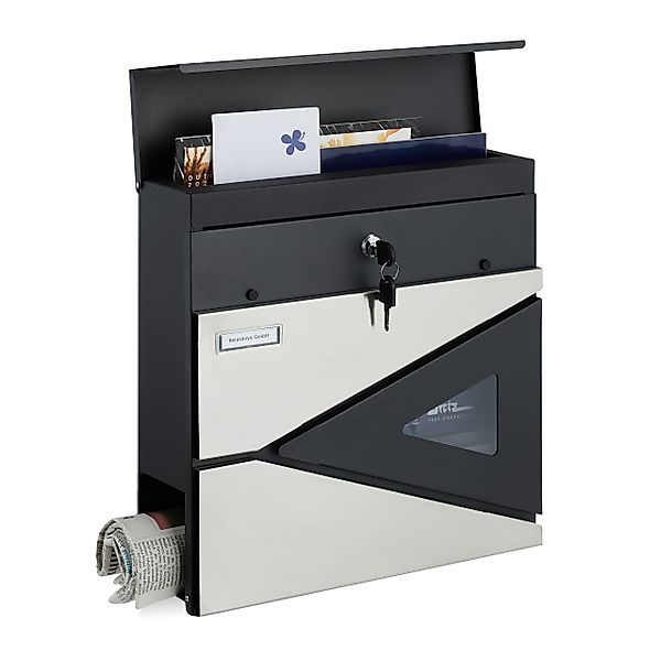 relaxdays Briefkasten mit Zeitungsfach günstig online kaufen