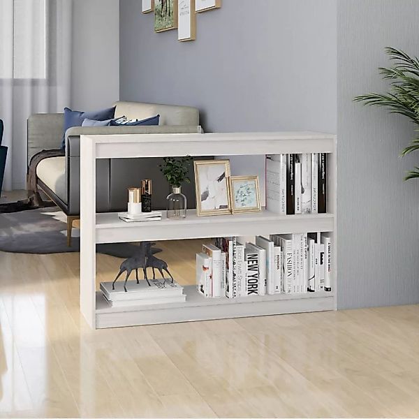 Bücherregal Raumteiler Weiß 100x30x71,5 Cm Massivholz Kiefer günstig online kaufen