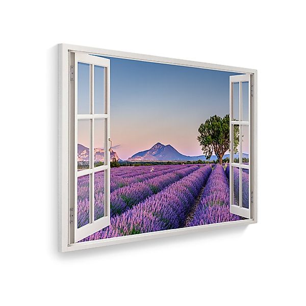 WallSpirit Leinwandbild "Fenster mit Aussicht", Lavendelfeld, günstig online kaufen