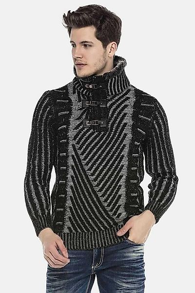 Cipo & Baxx Strickpullover Pullover (1-tlg) mit Schnallenkragen, CP212 günstig online kaufen