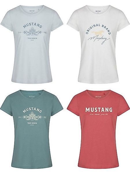 MUSTANG T-Shirt Damen Logo Printshirt Alexia C Logo Slim Fit (4-tlg) Basic günstig online kaufen