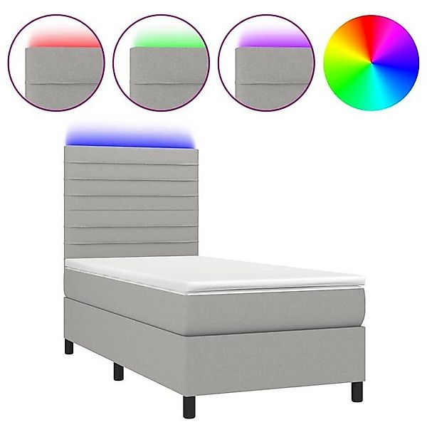 vidaXL Boxspringbett Boxspringbett mit Matratze LED Hellgrau 90x190 cm Stof günstig online kaufen