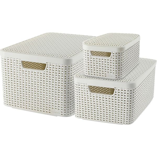 Aufbewahrungsboxen Curver Style 3-er Set Creme S + M + L günstig online kaufen