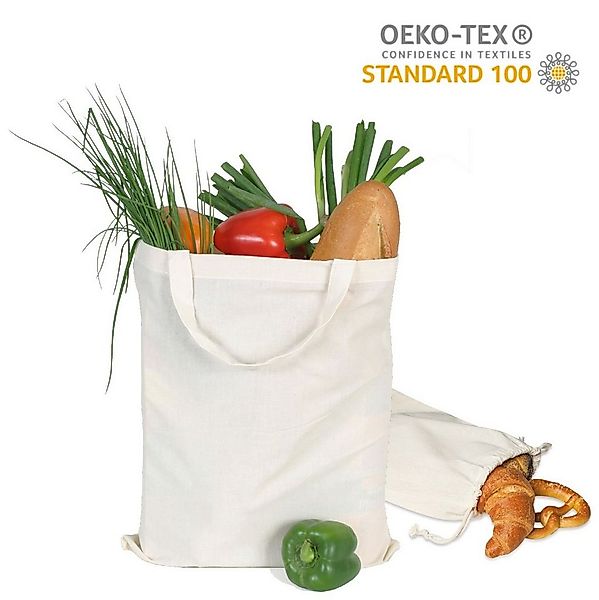TEXXILLA Einkaufsbeutel Baumwolltasche CLASSIC kurze Henkel, 10 Stück günstig online kaufen
