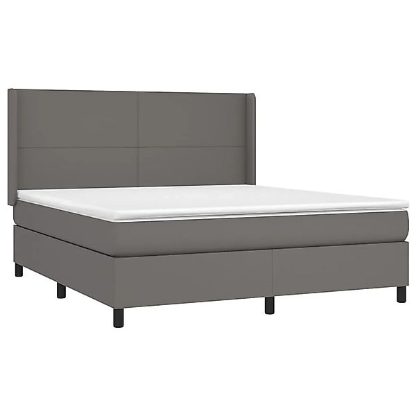 vidaXL Boxspringbett mit Matratze & LED Grau 160x200 cm Kunstleder 3139275 günstig online kaufen