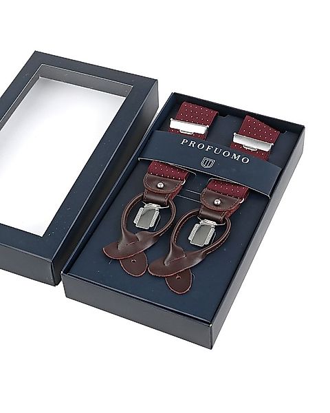 Profuomo Luxus-Hosenträger Bordeaux-Weiss - günstig online kaufen