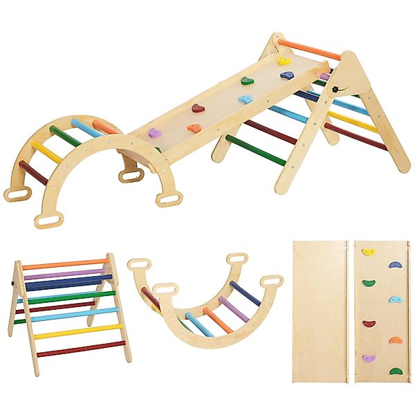 AIYAPLAY 5 in 1 Klettergerüst Set mit Rutsche Kletterdreieck für Kinder günstig online kaufen