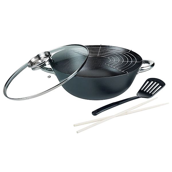 GSW Gusseisen Wok Set Multifunktionstopf 5 Teillig günstig online kaufen
