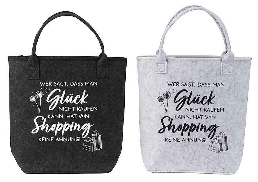 MF Einkaufsshopper Filz Taschen 2er Set Shopping Glück kann man doch kaufen günstig online kaufen